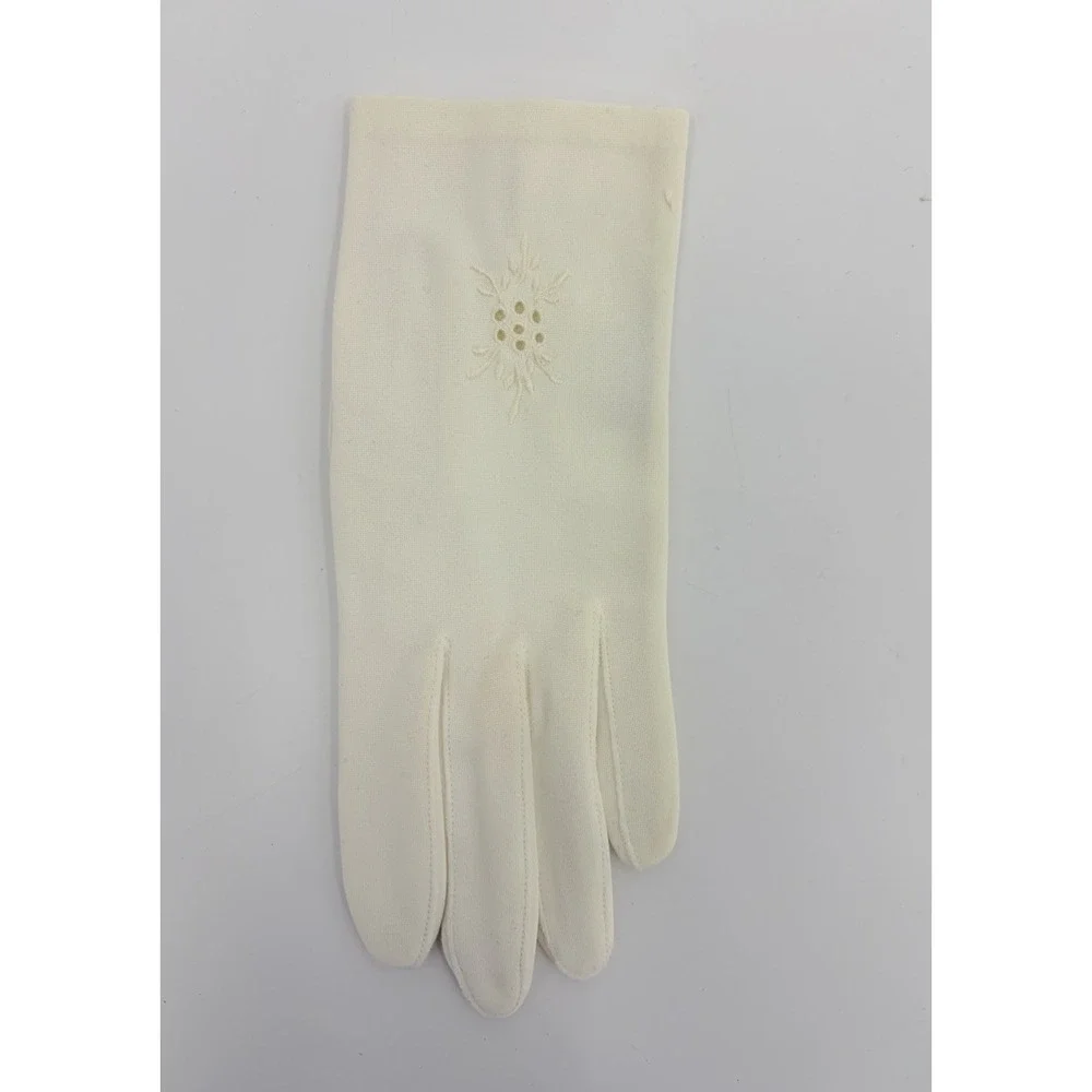 Vintage Miss Aris Women's White Nylon Gloves One Size Stretch
